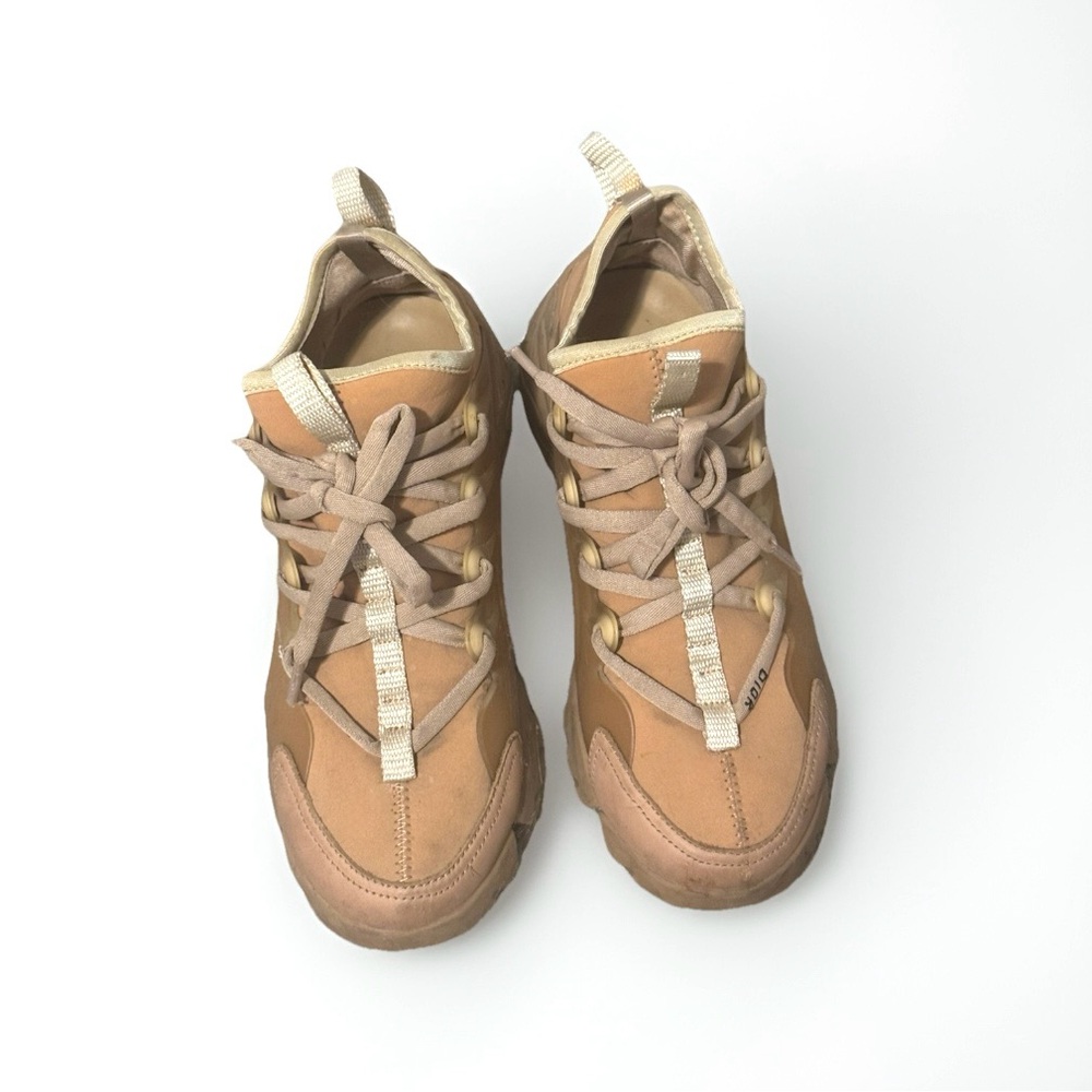Christian Dior Nude/Beige Nylon Women’s sneakers D-CONNECT Size US6 Eu37 Auth